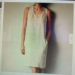 Eileen Fisher Natural Organic Linen Gingham Slub Check Tank Dress